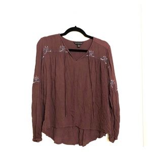 Dark purple chiffon shirt with decal